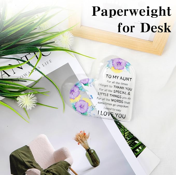 Aunt Gifts, Mothers Day Gift for Aunt from Nephew Niece, Birthday Christmas Gifts for Aunts Thanksgiving Gift Acrylic Desk Decorations