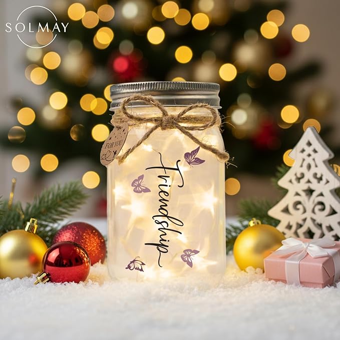 SOLMAY Friendship Gifts for Women, Mothers Day Gifts for Friends, Unique Best Friend Birthday Gift for Women, Sentimental Mason Star Jar, Bestie Birthday Gift Ideas