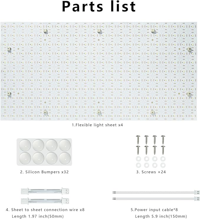 4-Pack Soft LED Backlight Panel Sheet, Dimmable LED Flexible Transparent Film Screen for Backlit Translucent Stone/Marble/Onyx/Quartz Countertop Wall, 19.3X9.6 inch, 24V 28W 6000K Cool White