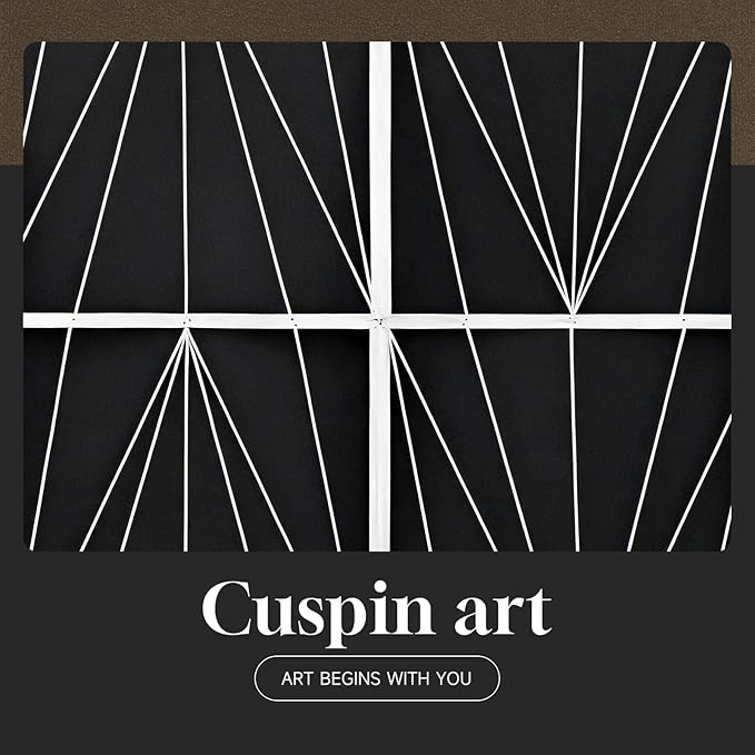 Large Framed Modern Elegant Black and White Abstract Wall Art for Living Room, 3 Piece Contemporary Prints Paintings, Big Size Geometric Pictures for Bedroom Entryway Home Office Wall Decor 24x36 In