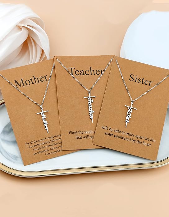 Lcherry Faith Cross Pendant Necklace for Women Religious Christian Jewelry Mother's Day Gifts for Women