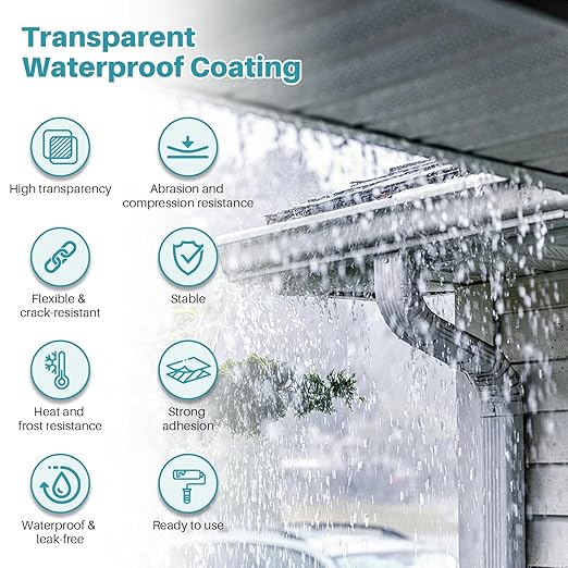 2000g Transparent Waterproof Coating Agent, Clear Waterproof Sealant Repair Leak for Roof, Bathroom, Indoor and Outdoor Water Proof Coating Sealant