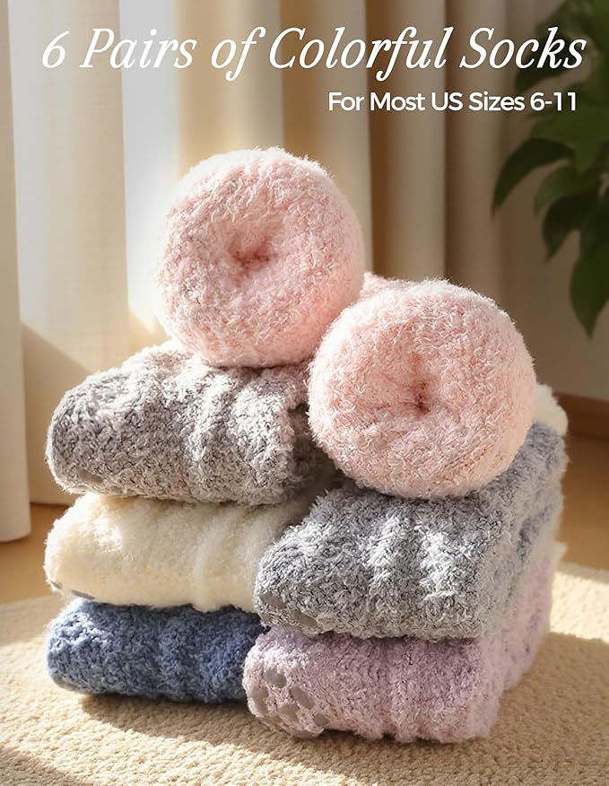 TEHOOK Warm & Cozy Gifts for Women, Fluffy Fuzzy Plush Sleeping Slipper Socks - Soft Warm Fabric