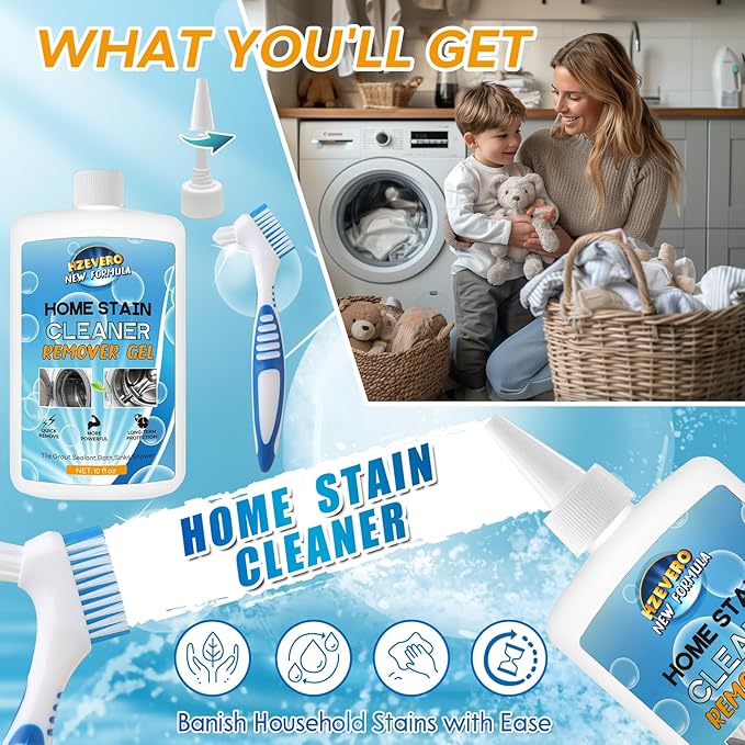 Mold Stain Remover Gel, Front Load Washer Mold Remover for Washing Machine Gasket Rubber Seal Home Stain Cleaner Gel for Grout Caulk, Bathroom, Shower, Bathtub, Refrigerator Cleaning Solution 10 Fl Oz