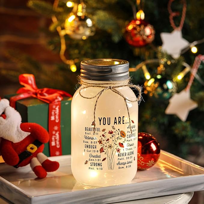 Maracco Inspiring Birthday Gifts for Women – Large Mason Jar Night Lights with You are, Inspirational Gift for Best Friend, Bestie, Girlfriend, or Yourself, Christian Religious Gifts for Women