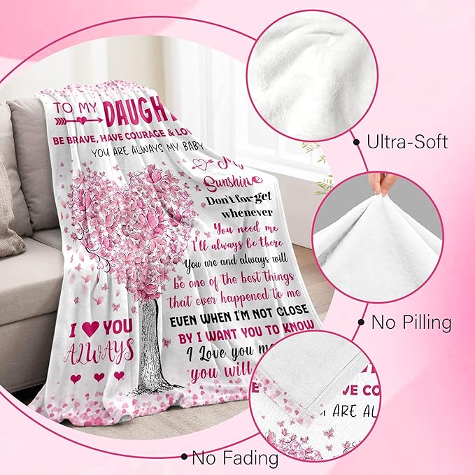Mothers Day Blanket Gifts for Daughter - Daughter Gifts from Mom Dad - Daughters Birthday Gift - Gift for Teen Girls & Kids - Graduation Present for Daughter - to My Daughter‘s Blanket 50"X 60"