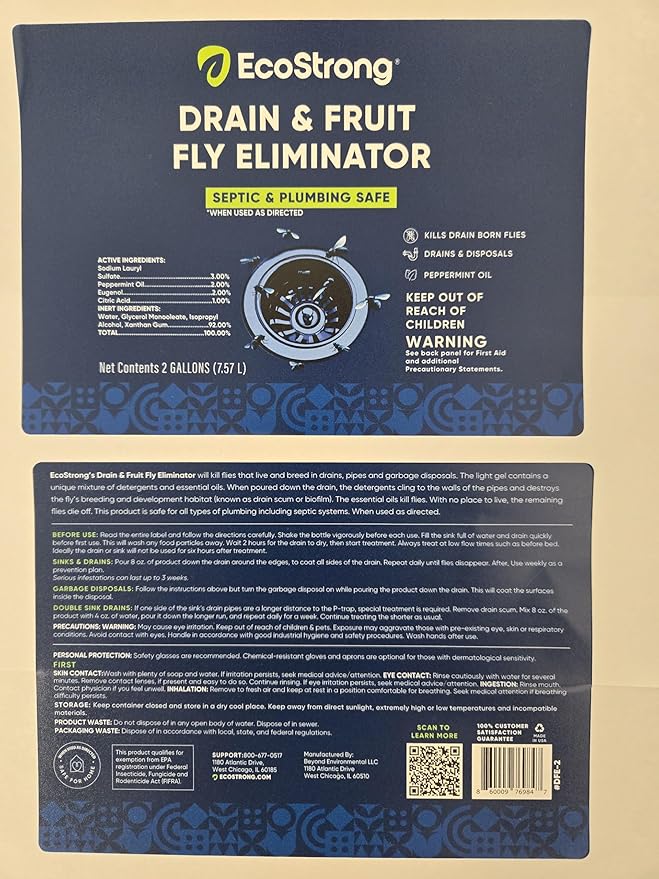 Fruit Fly Drain Treatment | Drain Fly Eliminator | Eliminates Gnats, Sewer Flies and More - Works in All Drains - 256 Fl Oz
