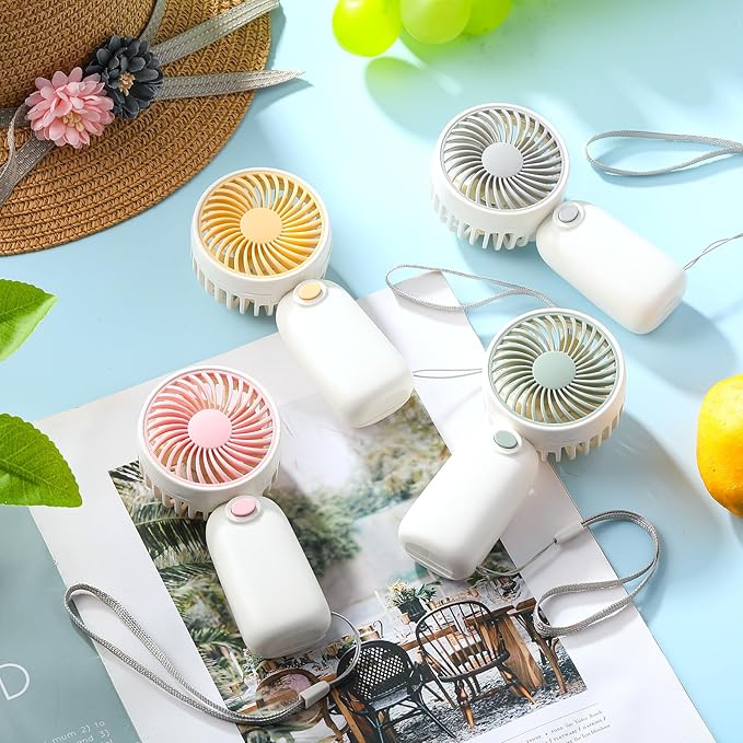 EBOOT 48 Pack Mini Portable Fans Bulk with Rope Hanging, Small Handheld Fan Battery Operated Fan in 4 Assorted Colors for Women Men Travel, Gym, Office, Wedding, Camping, Makeup(Rope Hanging)