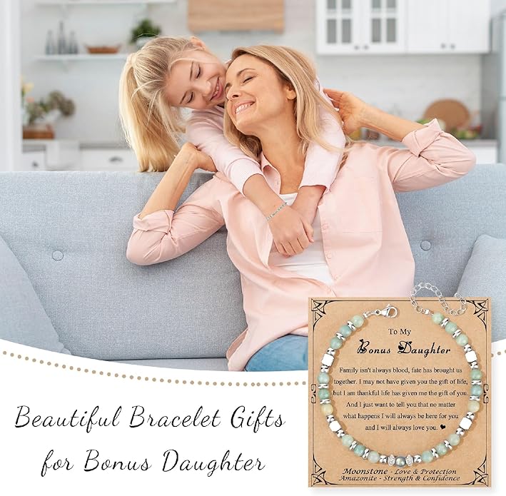 JoycuFF 𝗚𝗶𝗳𝘁𝘀 𝗳𝗼𝗿 𝗪𝗼𝗺𝗲𝗻 𝗠𝗼𝗼𝗻𝘀𝘁𝗼𝗻𝗲 𝗕𝗿𝗮𝗰𝗲𝗹𝗲𝘁 Amazonite Colorful Imperial Jasper Stainless Steel Beads Bracelets, Mothers Day Birthday Christmas Valentines Graduation Gifts