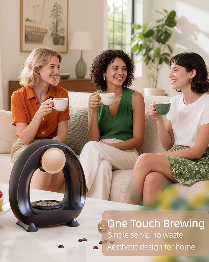 3 in 1 Single Serve Coffee Maker for K Cup Black, Ground Coffee and Tea Leaves, 1400W 20s Fast Heating Mini K Cup Coffee Brewer, One Button Operation, for Small Spaces for Bedroom