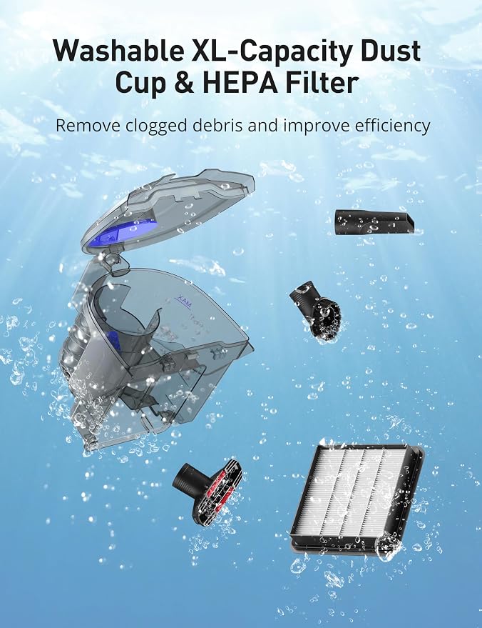 Aspiron Canister Vacuum Cleaner, 40Kpa Bagless Vacuum Cleaners, 4QT Large Dust Cup, Double HEPA Filter, Retractable Cord, 1600W Lightweight Vacuum Cleaner with 5 Tools for Hard Floors, Prussian Blue