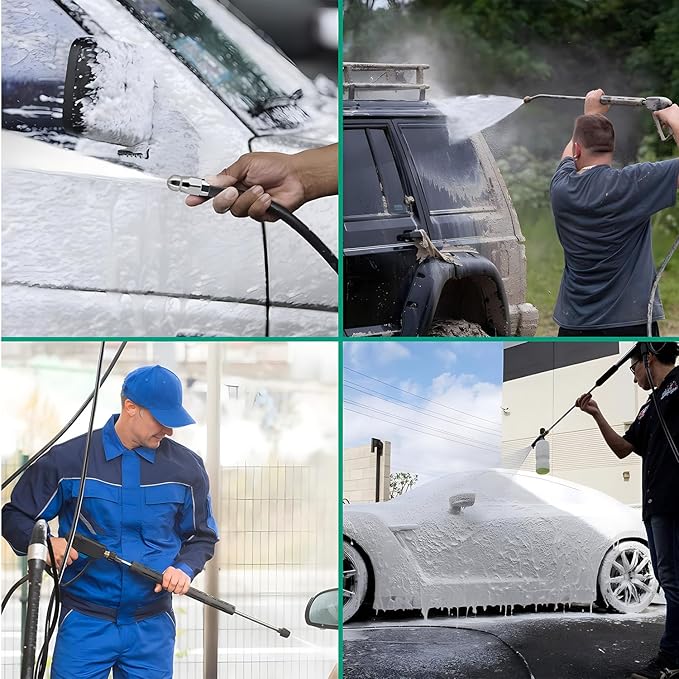Selkie Pressure Washer Sewer Jetter Kit - 50Ft X1/4" Hydro Drain Jetter Cleaner Hose, Corner, Rotating and Button Nose Sewer Jetting Nozzle Waterproof Tape,Orifice 4.0 4.5,1/4 Inch NPT,5800 PSI