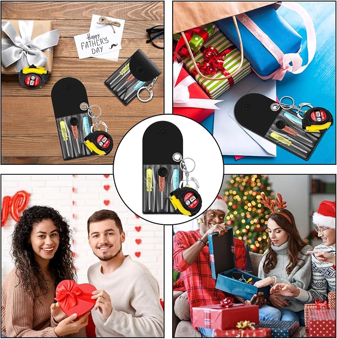 Jutom 240 Pcs Mini Tape Measure Keychain Bulk Mini Screwdriver Keychain Set Adult Tool Party Prize for Father's Men Gifts