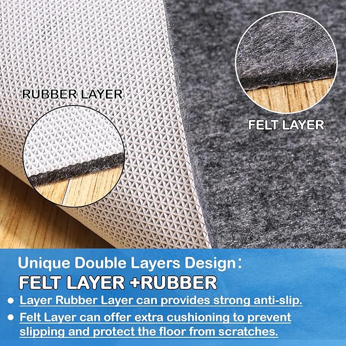 Non-Slip Rug Pads 4 x6 ft, 100% Waterproof Rugs Non Skid Rug Pad for All Floors and Finishes Durable Hardwood Floor Protective Felt Keeps Rugs in Place, Safe and Secure