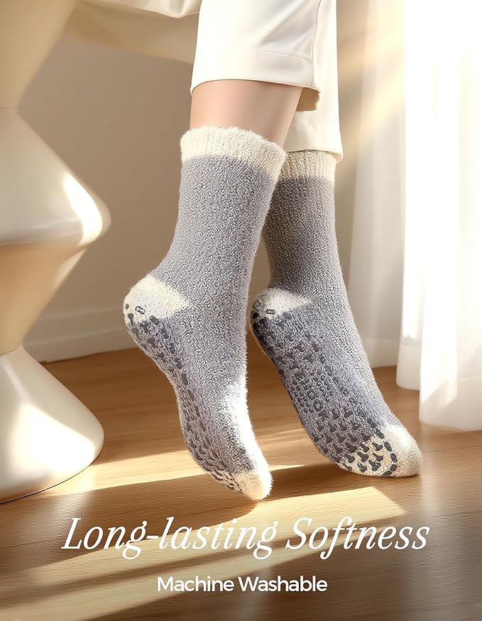 TEHOOK Warm & Cozy Gifts for Women, Fluffy Fuzzy Plush Sleeping Slipper Socks - Soft Warm Fabric