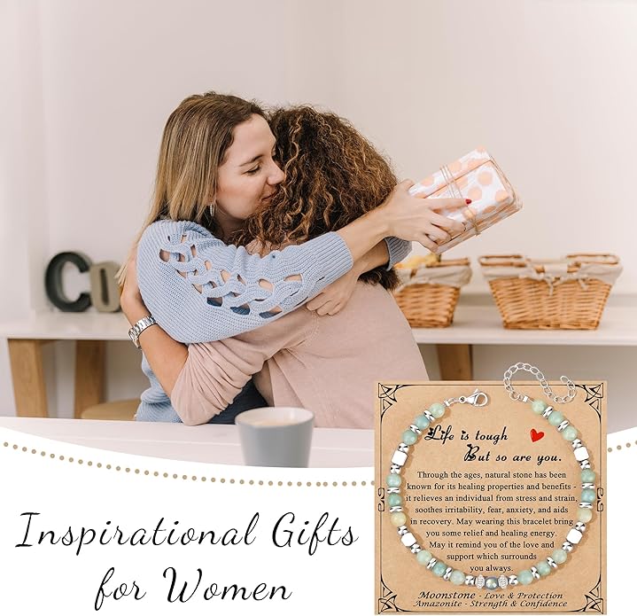 JoycuFF 𝗚𝗶𝗳𝘁𝘀 𝗳𝗼𝗿 𝗪𝗼𝗺𝗲𝗻 𝗠𝗼𝗼𝗻𝘀𝘁𝗼𝗻𝗲 𝗕𝗿𝗮𝗰𝗲𝗹𝗲𝘁 Amazonite Colorful Imperial Jasper Stainless Steel Beads Bracelets, Mothers Day Birthday Christmas Valentines Graduation Gifts