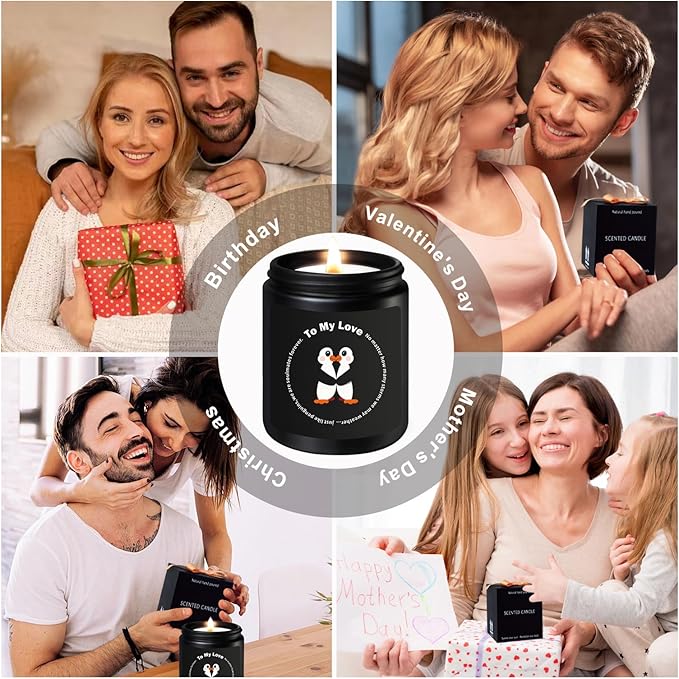 Wife Candle for Mothers Day,Penguin Gifts for Girlfriend,Her,Romantic Anniversary Birthday Gift for Her Him Couple,I Love You Gifts,Mothers Day Gift for Wife from Husband, Funny Love Candles for Him