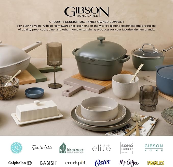 Gibson Home Zen Buffet White Porcelain Dinnerware Set for 4, Square Plates Bowls and Mugs, Chip and Scratch Resistant, Dishwasher and Microwave Safe, 16 Piece