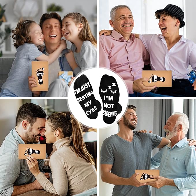 FilmHOO Birthday Gifts for Men Fathers Day Dad Gifts for Dad from Daughter Son Wife Easter Mens Funny Socks for Him