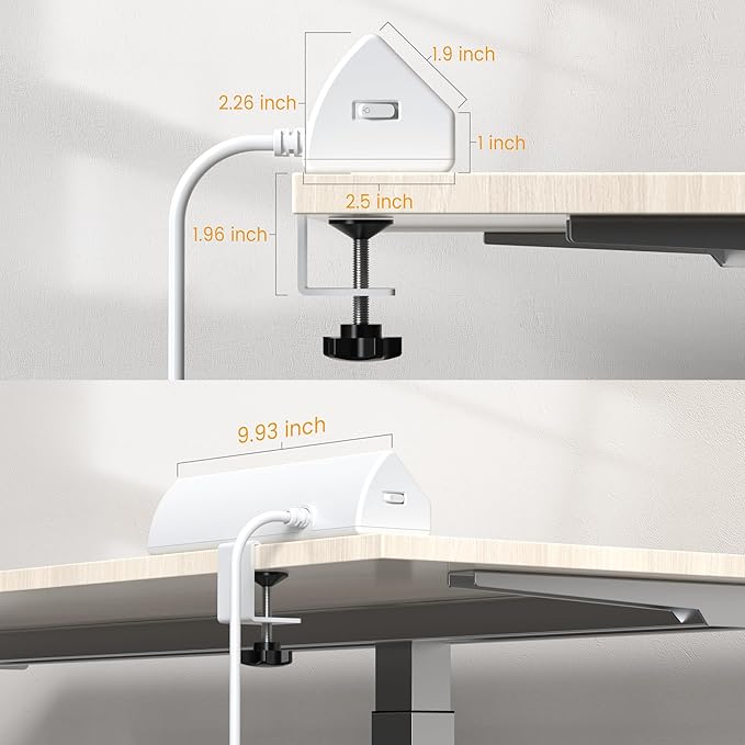 VILONG Desk Clamp Power Strip,65W Total Fast Charging Station,Desk Edge Mount Power Strip,8 USB Ports (4 USB C) & 5 AC Outlets,1200J Surge Protector (White, 6, Feet, Power Strip)