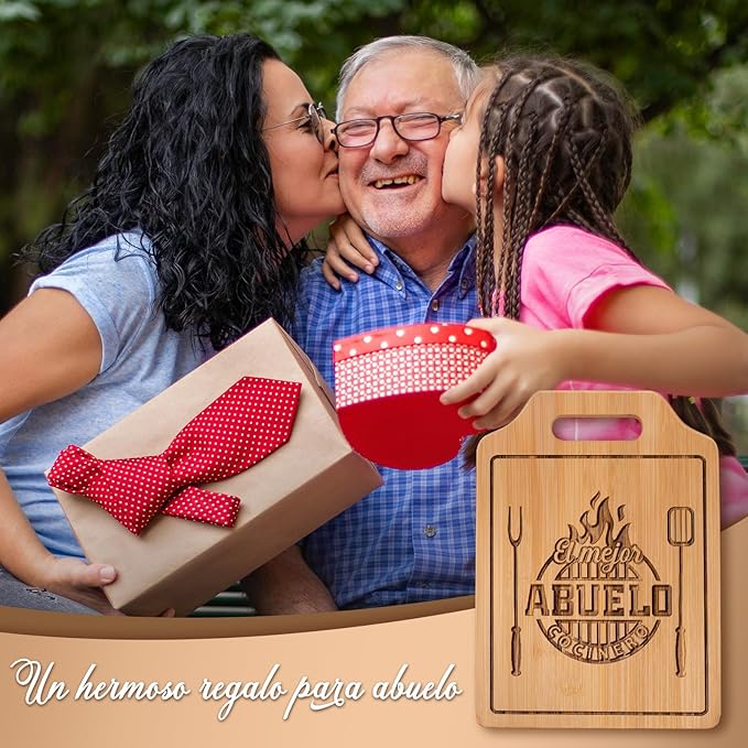 AceThrills Abuelo Gifts for Abuelo Christmas, Regalos para El Abuelos, Regalo de CumpleañOs para El Abuelos - Tabla de Cortar de Bambú Grabada 12.3"L x 8.7"W x 0.4"Th