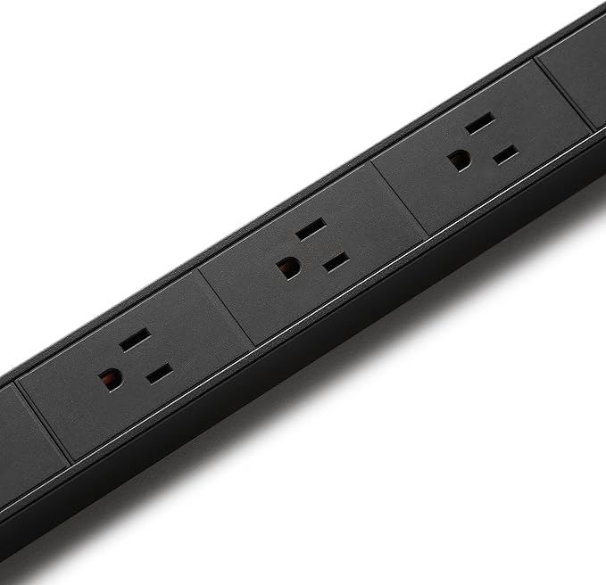 Amazon Basics Surge Protector Power Strip, 16-Outlet, Heavy Duty, Metal, 600 Joules, 6ft Extension Cord, Wide Spaced, Mountable, Black