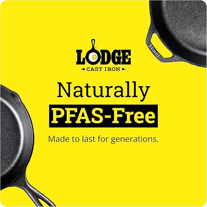 Lodge Seasoned Cast Iron Skillet - Frying Pan for the Stove, Grill or Campfire - Cooks Evenly - Features Easy-Grip Teardrop Handle - Non-Toxic, Nonstick & Long-Lasting - 15 Inches