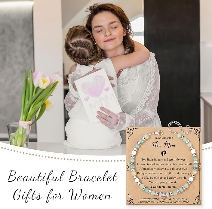 JoycuFF 𝗚𝗶𝗳𝘁𝘀 𝗳𝗼𝗿 𝗪𝗼𝗺𝗲𝗻 𝗠𝗼𝗼𝗻𝘀𝘁𝗼𝗻𝗲 𝗕𝗿𝗮𝗰𝗲𝗹𝗲𝘁 Amazonite Colorful Imperial Jasper Stainless Steel Beads Bracelets, Mothers Day Birthday Christmas Valentines Graduation Gifts