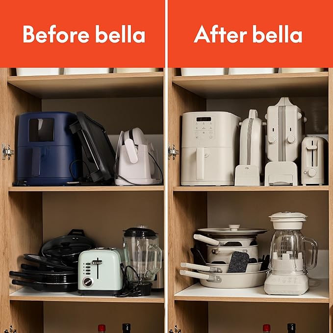bella 8 Piece Removable Handle Cookware Set, Fits-anywhere™ Kitchenware w EverGood™ Ceramic Nonstick Coating, Dishwasher & Oven Safe, All Stovetops Compatible, Glass Lids with Silicone Rims, Black