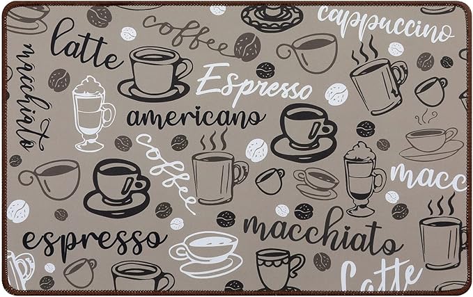 SHACOS Coffee Mat 2-Pack 12x19 Inch Absorbent Non Slip Coffee Maker Mat for Countertop Bar Accessories Espresso Machine Mat Dish Drying Mat Heat Resistant, Khaki