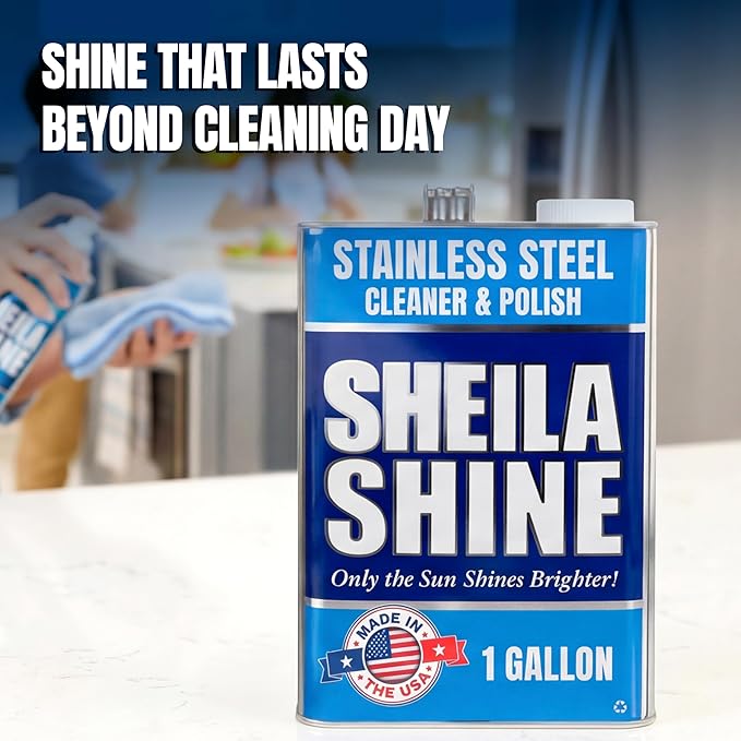 Sheila Shine 1 Gallon Stainless Steel Cleaner and Polish - Cleans, Polishes & Protects Kitchen Appliances, Refrigerators, Sinks, Ovens & Grills - Cleaner for Stainless Steel Appliances