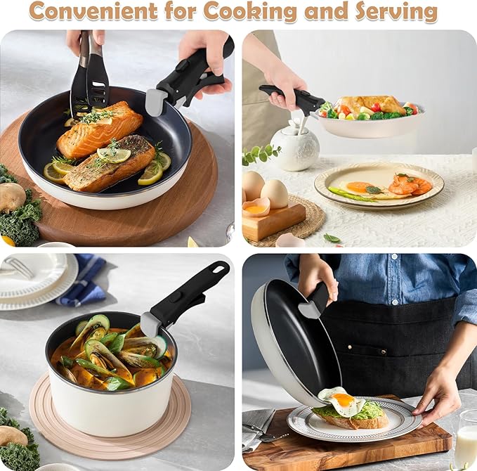Wayona Removable Handle for Pots and Pans Black - Universal Detachable Pan Handle - Heat-Resistant Plastic, Stainless Steel, Silicone - Gray