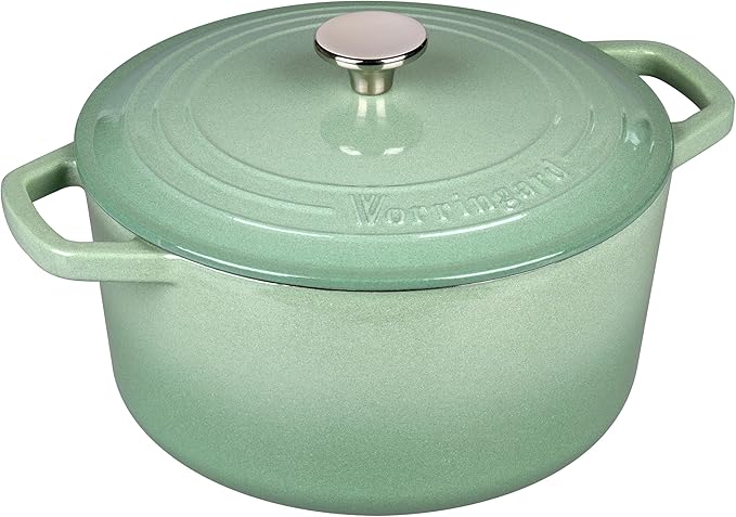 VORRINGARD Enameled Cast Iron Dutch Oven Pot with Lid, for Bread Baking, Round Bread Oven- include Sourdough Bread Baking Supplies Set, 6QT, Sage Green