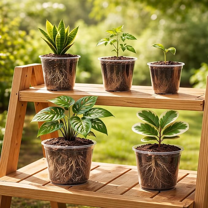 Bluepro Clear Nursery Pots with Drainage, 3.5/4/5/6/8 Inch, 20-Pack | Clear PET, 4 Each of Five Sizes, Root and Moisture Visibility, Flexible, Reusable, Seed Starting Through Repotting