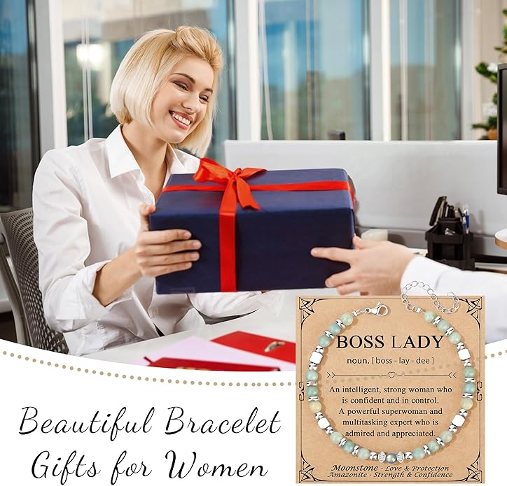 JoycuFF 𝗚𝗶𝗳𝘁𝘀 𝗳𝗼𝗿 𝗪𝗼𝗺𝗲𝗻 𝗠𝗼𝗼𝗻𝘀𝘁𝗼𝗻𝗲 𝗕𝗿𝗮𝗰𝗲𝗹𝗲𝘁 Amazonite Colorful Imperial Jasper Stainless Steel Beads Bracelets, Mothers Day Birthday Christmas Valentines Graduation Gifts