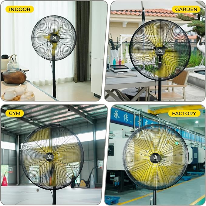 FUGOO 20'' Outdoor Quiet Oscillating Pedestal Fan With All Sealed Brushless DC Motor, 4-Speed Waterproof Outdoor Fan, Heavy Duty Industrial Floor Fans for House,Patios, Commercial, Garage, Warehouse