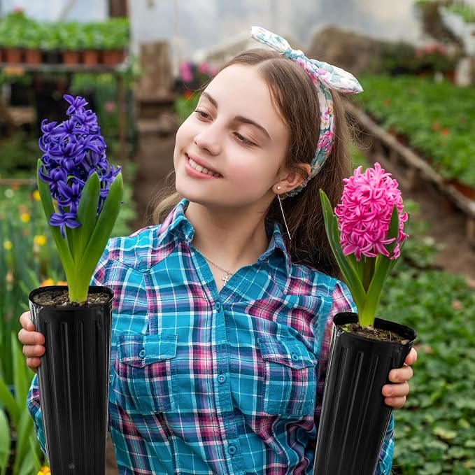 Nuenen 50 Pcs Tall Pot Plastic Deep Plant Nursery Pots Black Seedling Flower Plant Container with Drainage Holes for Indoor Outdoor Gardening (11.8" H X 3.9" W)
