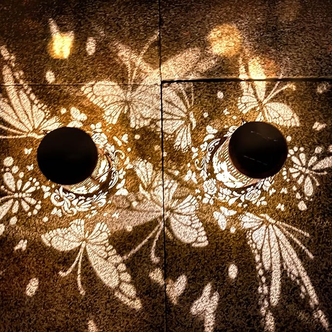 Mothers Day Gifts, 2 Pack Butterfly Birthday Gifts for Women Mom Grandma Solar Lanterns Outdoor Waterproof Garden Decor Hanging LED Decorative Light for Patio Yard Lawn Gardening Gifts