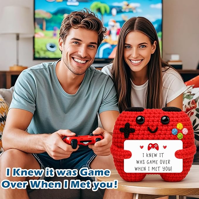 Handmade Crochet Game Controller, Birthday Gifts for Him Her, Romantic Gift for Couples Mothers Day, Valentine’s Day, Anniversary, Room Décor for Boyfriend Girlfriend, Gaming Room Accessories Stuff