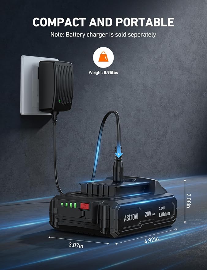 AstroAI 20V MAX Rechargeable Li-ion Battery for MC3 / C2 with Real-time Capacity Indicator USB Output Only Compatible Product
