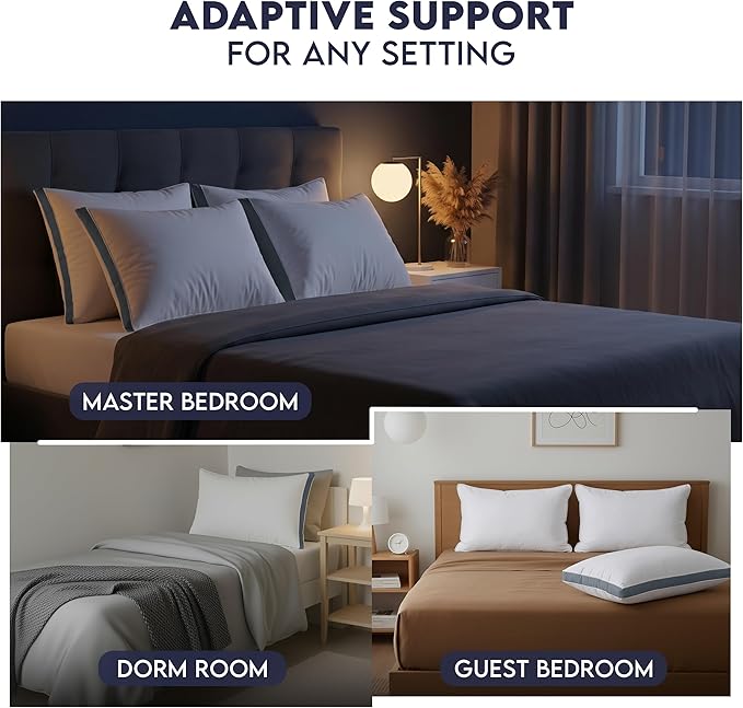 Utopia Bedding Bed Pillows for Sleeping Queen Size (Grey), Set of 2, Soft & Fluffy Pillow with Down Alternative Filling, Cooling, Hotel Quality, Gusseted Pillow for Back, Stomach or Side Sleepers