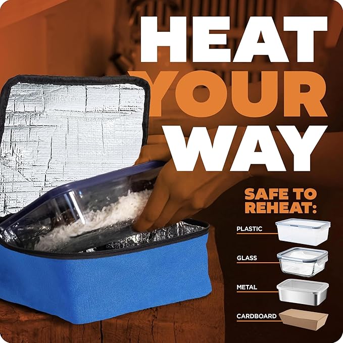 HOTLOGIC Mini Heated Lunch Box - Portable Electric Food Warmer for Men and Women - Great for Work, Office, and Construction - Cook, Reheat, and Eat on the Go - 120V - Blue