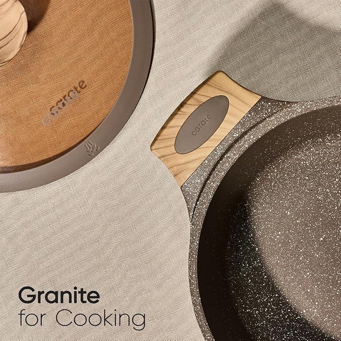 CAROTE 39pcs Pots and Pans Set, Nonstick Cookware Sets with Bakeware | Easy Clean, Distinctive Textured Design, Even Heating, All-Stovetop Compatible, with Kitchen Knife Set & Egg Pan