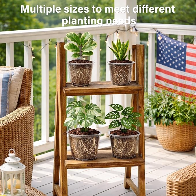 Bluepro Clear Nursery Pots with Saucers, 8 Inch, 8-Pack | Clear PET, Drainage Holes, Root and Moisture Visibility, Flexible, Reusable, Indoor/Outdoor Use, Propagation and Repotting