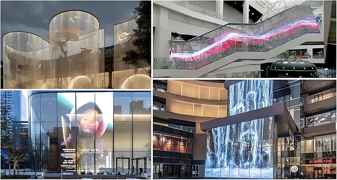 Self-Adhesive LED Flexible Transparent Film Screen for Retail Windows, Storefronts, Glass Doors and Many More for Digital Advertising | Sunlight-Readable Display (P16, Pack of 3 with TB20 Box)