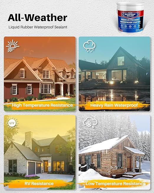 Polyurethane Waterproof Coating, Black, 5 Gallon, Roof Sealant Waterproof Coating for Flat & Matal Roofs, Foundations, Concretes, Indoor and Outdoor Leak Repair Basement Sealer Waterproofing