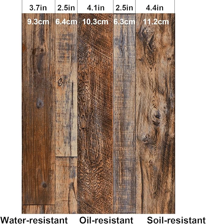 WENMER 17.71" x 1181" Brown Wood Wallpaper Peel and Stick Wallpaper Shiplap Self Adhesive Wall Paper Wood Contact Paper Removable Contact Paper for Cabinet Countertop Shelf Drawer Wall Door