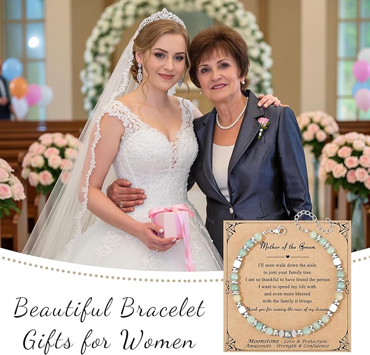 JoycuFF 𝗚𝗶𝗳𝘁𝘀 𝗳𝗼𝗿 𝗪𝗼𝗺𝗲𝗻 𝗠𝗼𝗼𝗻𝘀𝘁𝗼𝗻𝗲 𝗕𝗿𝗮𝗰𝗲𝗹𝗲𝘁 Amazonite Colorful Imperial Jasper Stainless Steel Beads Bracelets, Mothers Day Birthday Christmas Valentines Graduation Gifts