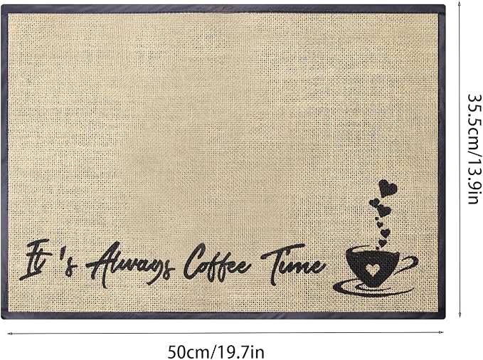 20 x 14 Inch Coffee Bar Mat, Large Coffee Mat for Countertop Kitchen Counter, Retro Coffee Pot Table Mat for Coffee Station Maker, Espresso Machine Tea Pad Placemat Bar Accessories, B