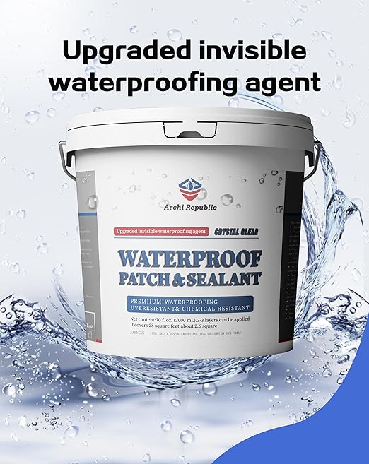 Upgraded Invisible Waterproof Agent Clear as Crystal, Transparent Waterproof Paint for Both Interior and Exterior Use on Rooftops, Bathrooms, and Walls for Leak Prevention and Tight Seal. (35OZ)